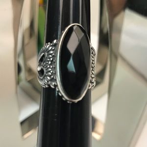 Carolyn Pollack Faceted Black Onyx Filigree Ring